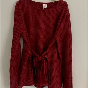 Waffle knit knit front tee